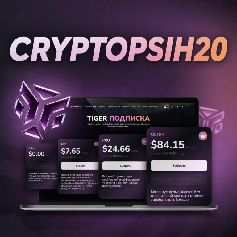 Новая система подписок Tiger: инструменты для контроля рисков, анализа рынков и торговли со скидкой по промокоду CRYPTOPSIH20